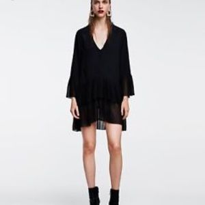 Black Pleat Mini Dress